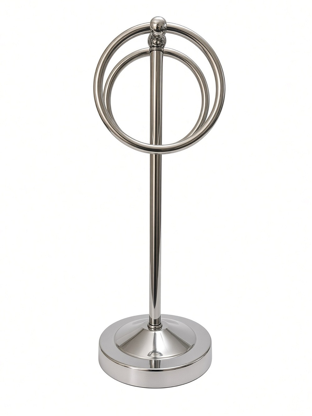Chrome Hand Towel Stand Double Ring Freestanding Holder